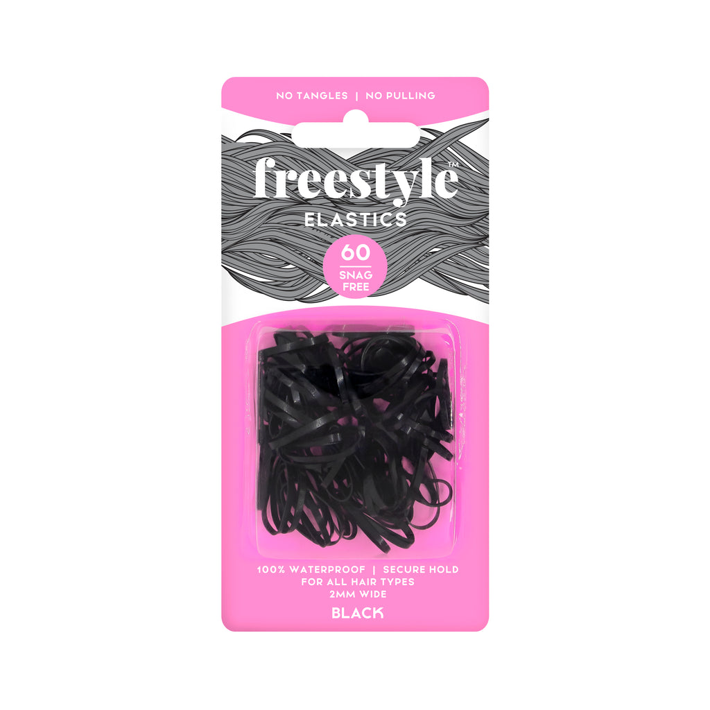 Freestyle Gliders Snag Free Hair Elastics 60pc 2mm Black