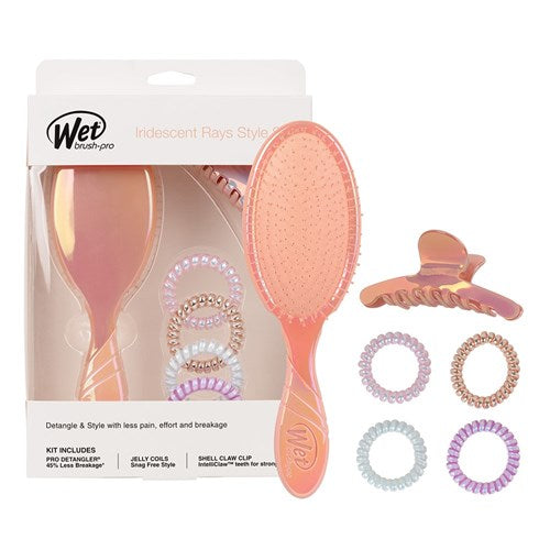 WetBrush Detangler + Claw Clip + Coils x3 - Irridecent Rays Style Kit