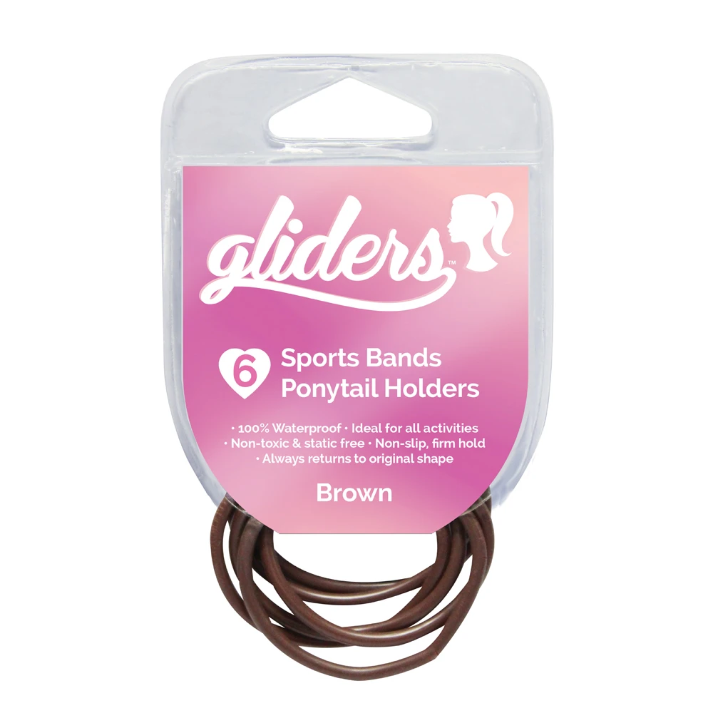 Gliders Non-Slip Sports Bands Brown 6pc