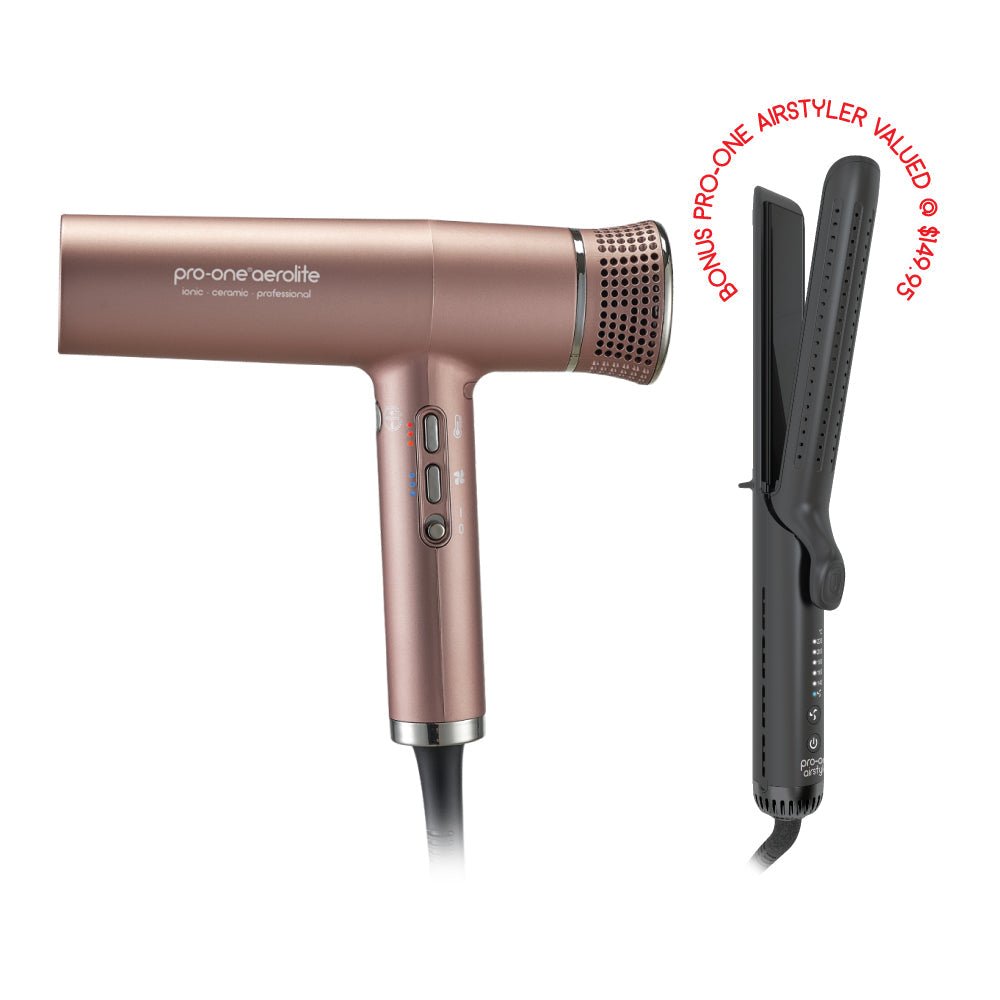 Pro-One Aerolite Hairdryer – Gold with BONUS Pro-One Airstyler