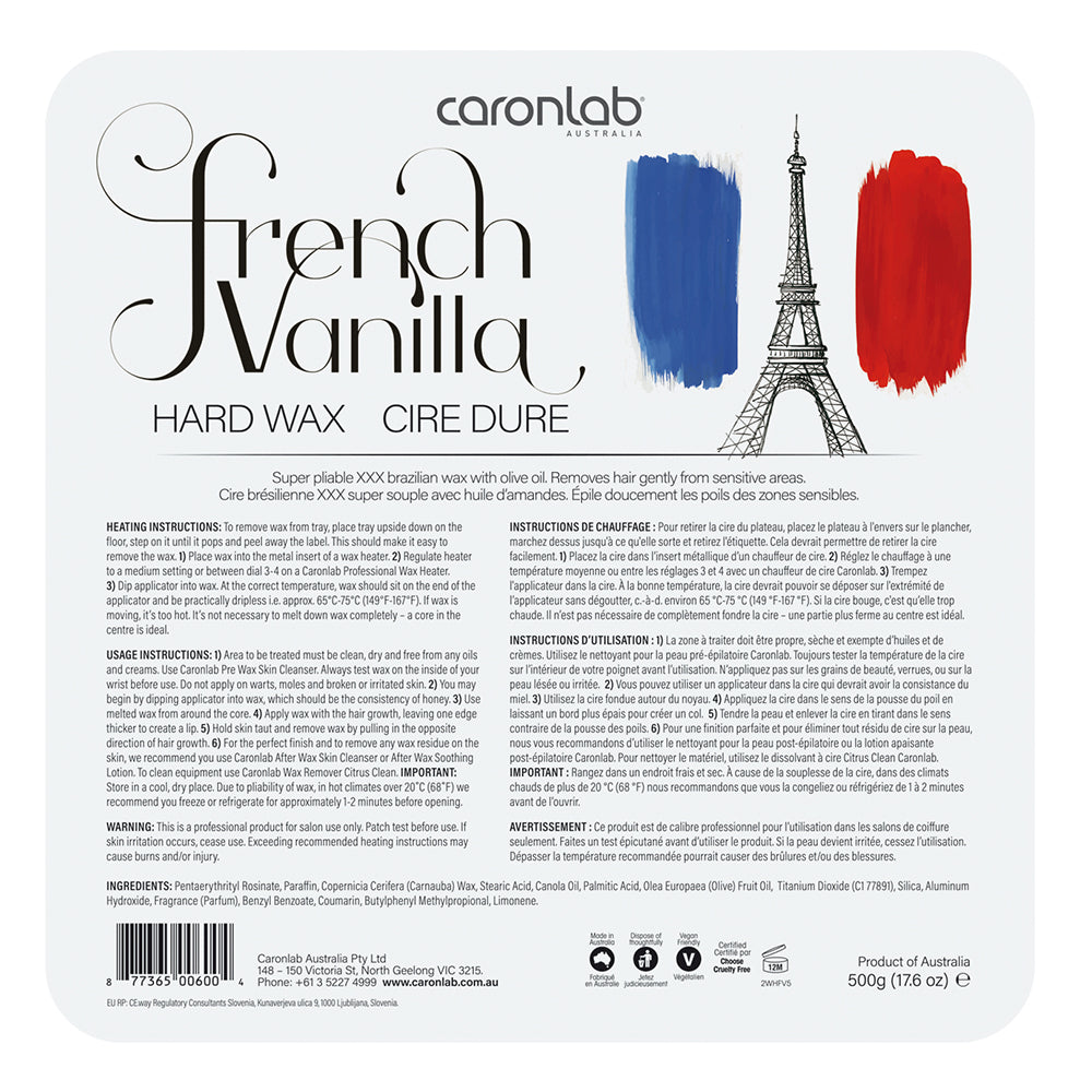 Caronlab French Vanilla Hard Hot Wax Pallet Tray 500g