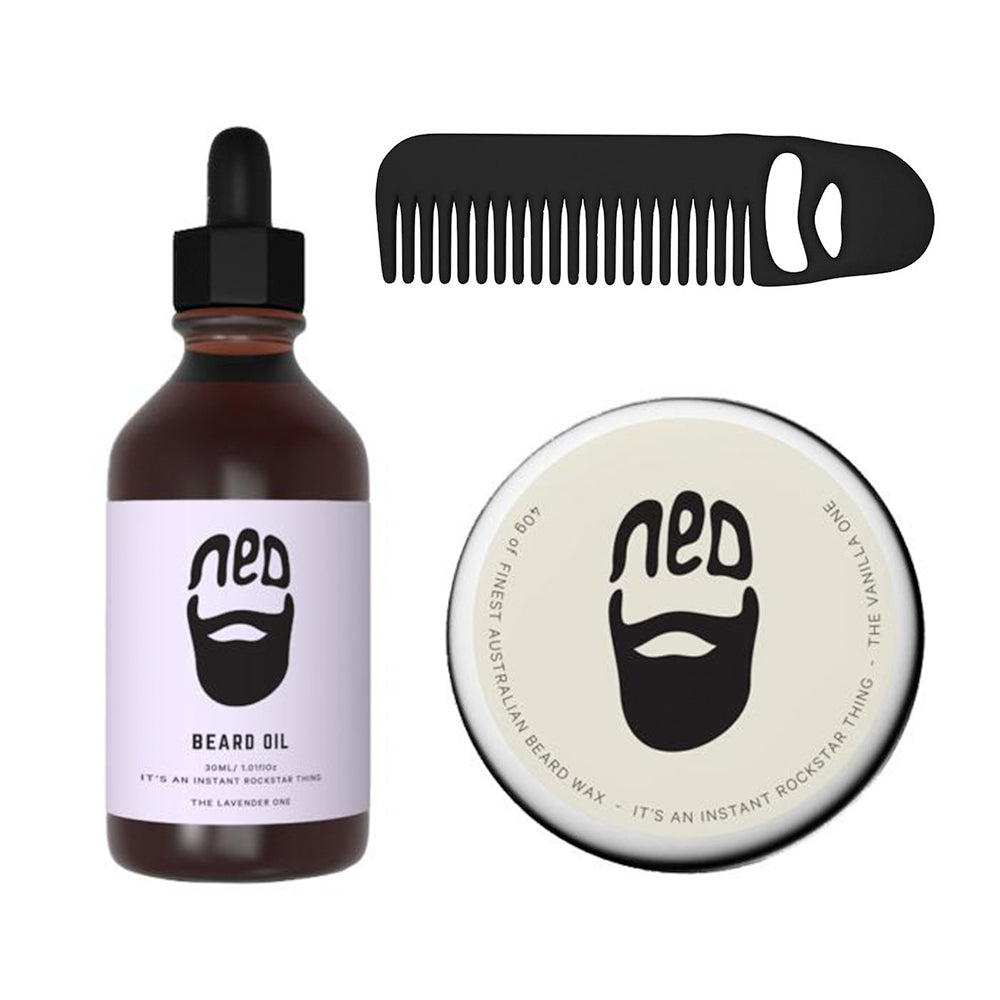 Ned Trio Pack – Lavender Oil, Vanilla Wax and Comb