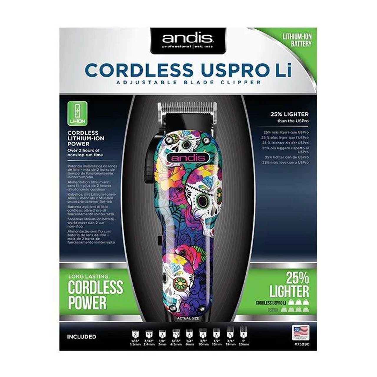 ANDIS Cordless US Pro Li Clipper - Sugar Skull Design