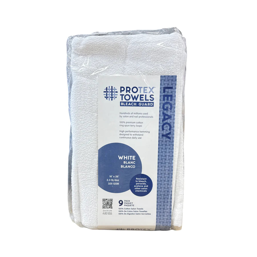 PROTEX BLEACH GUARD LEGACY 9pk 100% COTTON TOWELS - White