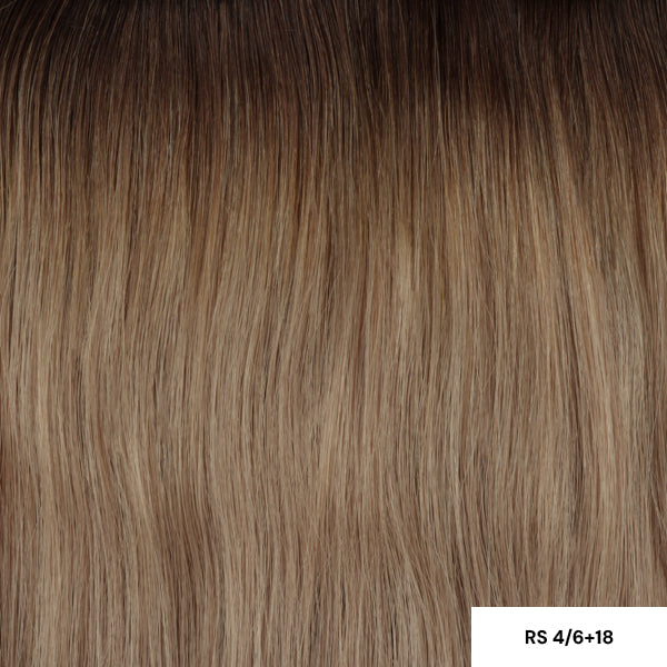 Angel Slimline 3x0.9cm Tape Extensions 20”/50cm RS4/6+18 ROOT STRETCH DARK BROWN + LIGHT ASH BLONDE