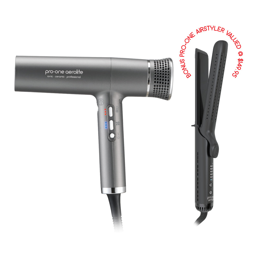 Pro-One Aerolite Hairdryer – Titanium with BONUS Pro-One Airstyler