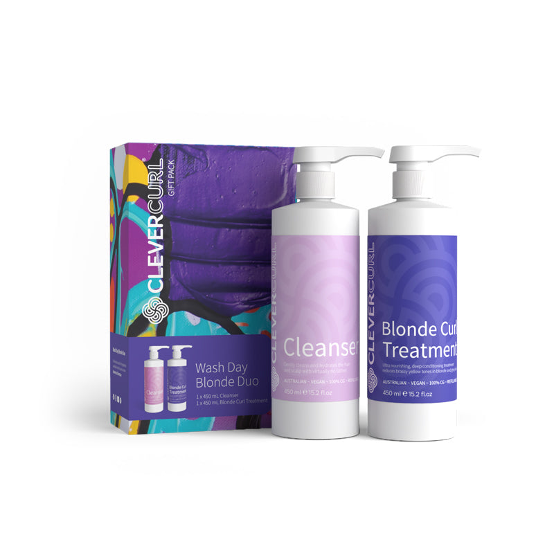 Clever Curl Wash Day Blonde Duo Mothers Day Pack (Cleanser, Blonde Curl Treatment)
