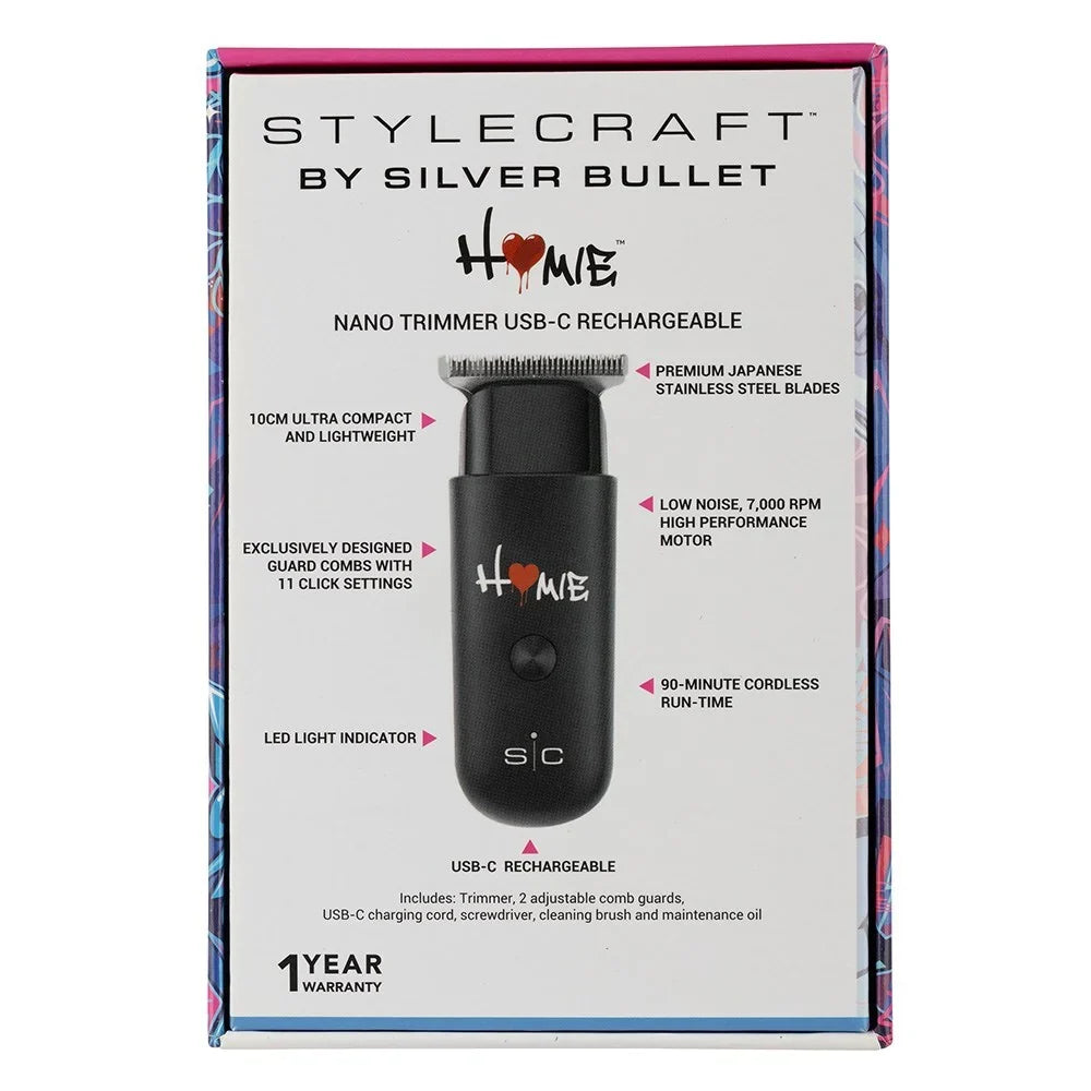 StyleCraft by Silver Bullet Homie Nano Hair Trimmer USB-C Rechargable