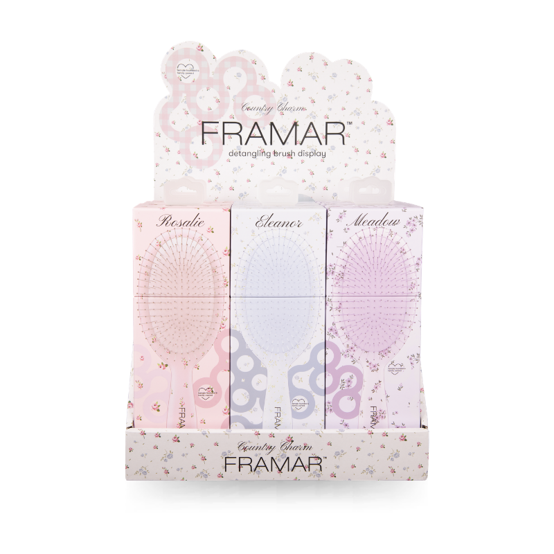FRAMAR Country Charm Detangle Brush Display - 9PC