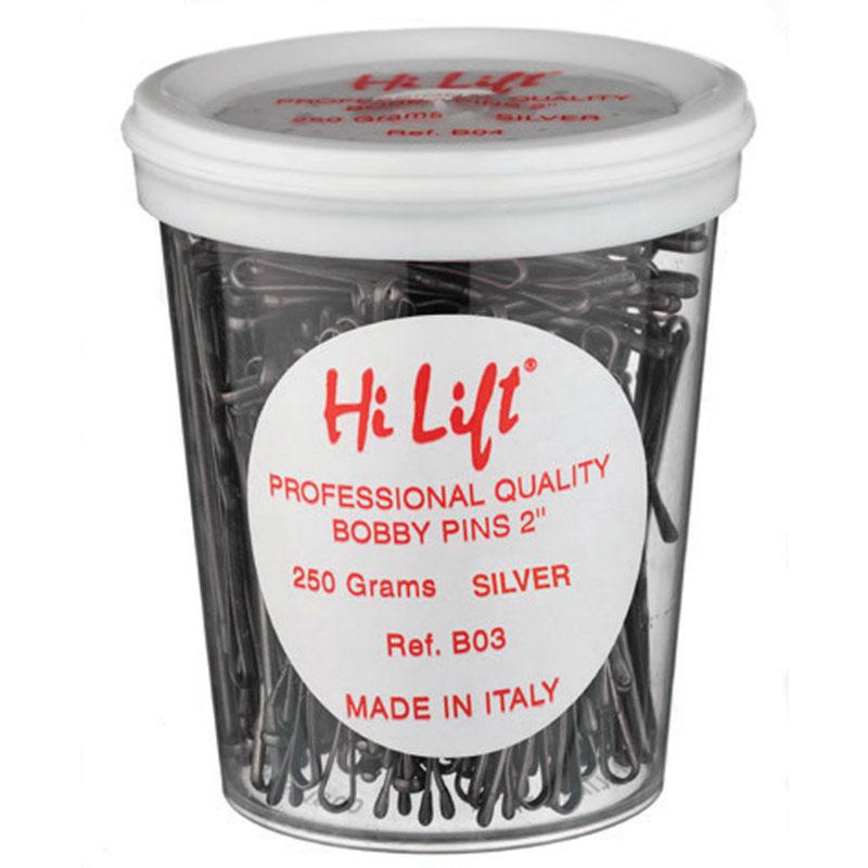 Hi Lift Bobby Pins Silver 250g Tub