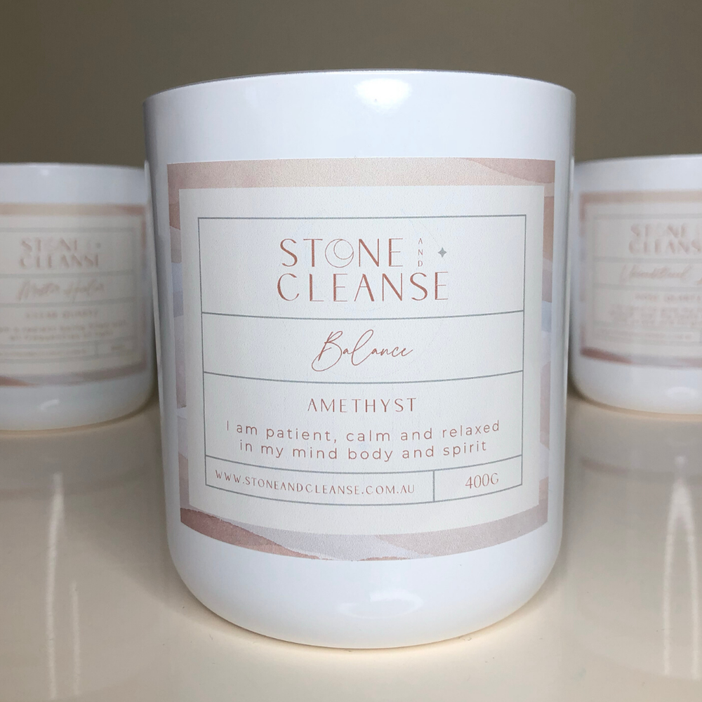 Stone and Cleanse French Pear Candle Infused in Amethyst