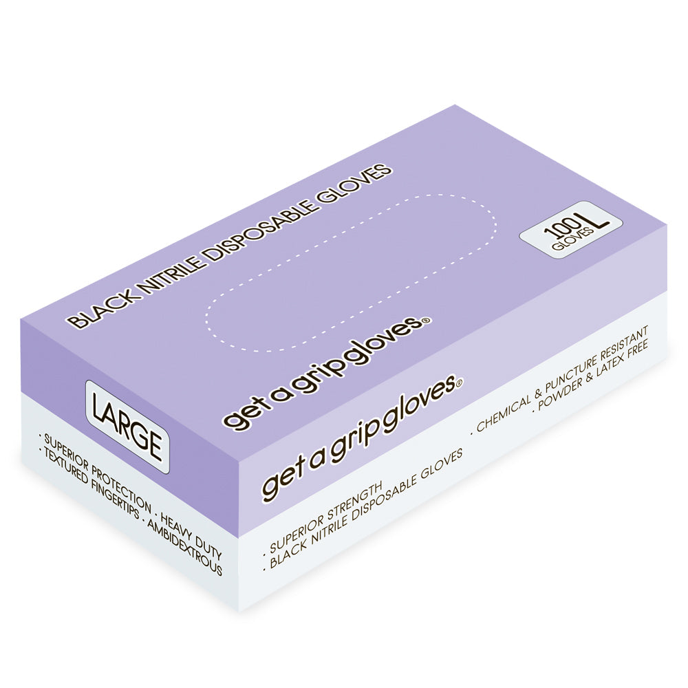 Get a Grip Gloves - Black Nitrile Gloves (100pcs) Large