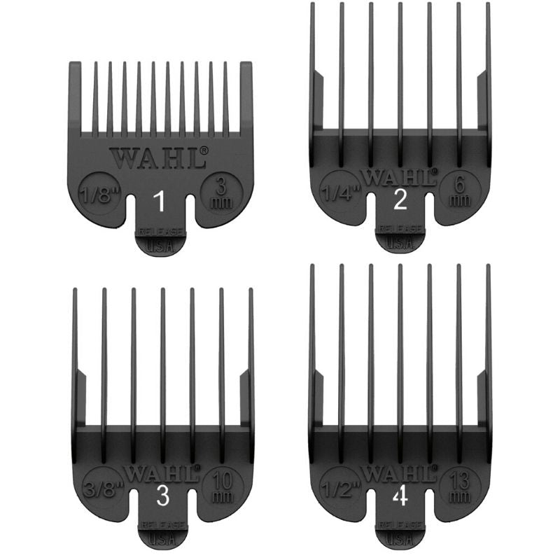 Wahl Attachment Combs - #1, 2, 3 & 4 Plastic Tab Black [DEL]