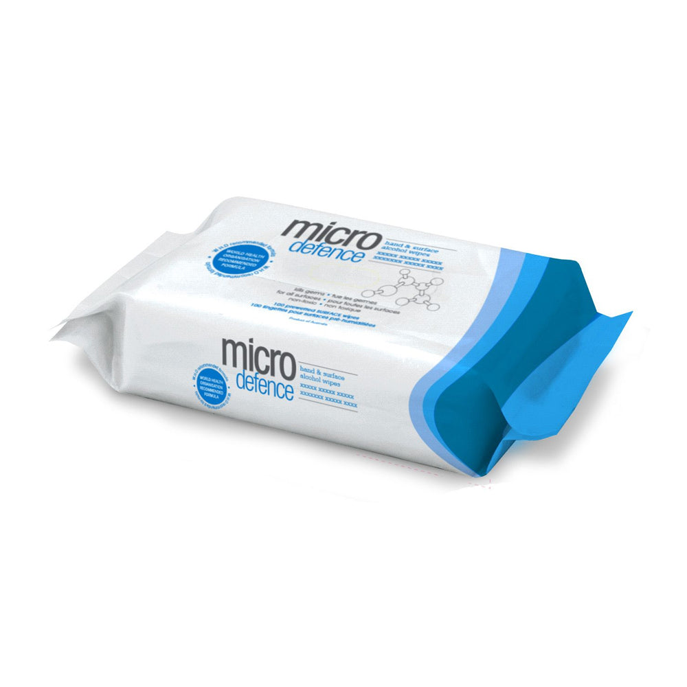 Caronlab Micro Defence Hand & Surface Alcohol Wipes (100 Pack)