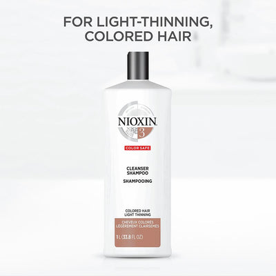 Nioxin System 3 Cleanser Shampoo for Coloured Hair with Light Thinning 1 Litre