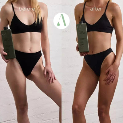Azure Tan Pro Mist Green Base Extreme Dark (1 Litre) before and after