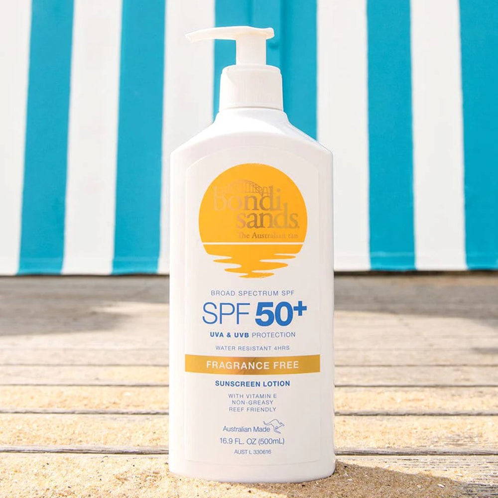 Bondi Sands SPF 50+ Fragrance Free Sunscreen Lotion Pump (500ml) styled