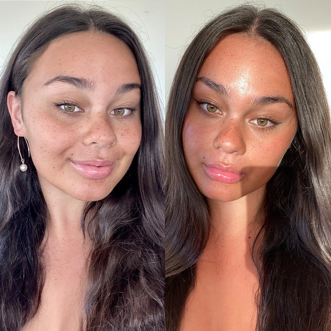 Eco Tan Face Tan Water before as used and after