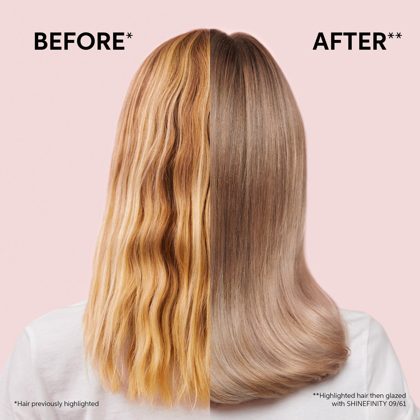 Wella Professionals Shinefinity Zero Lift Glaze Demi-Permanent Hair Colour (60ml) before and after