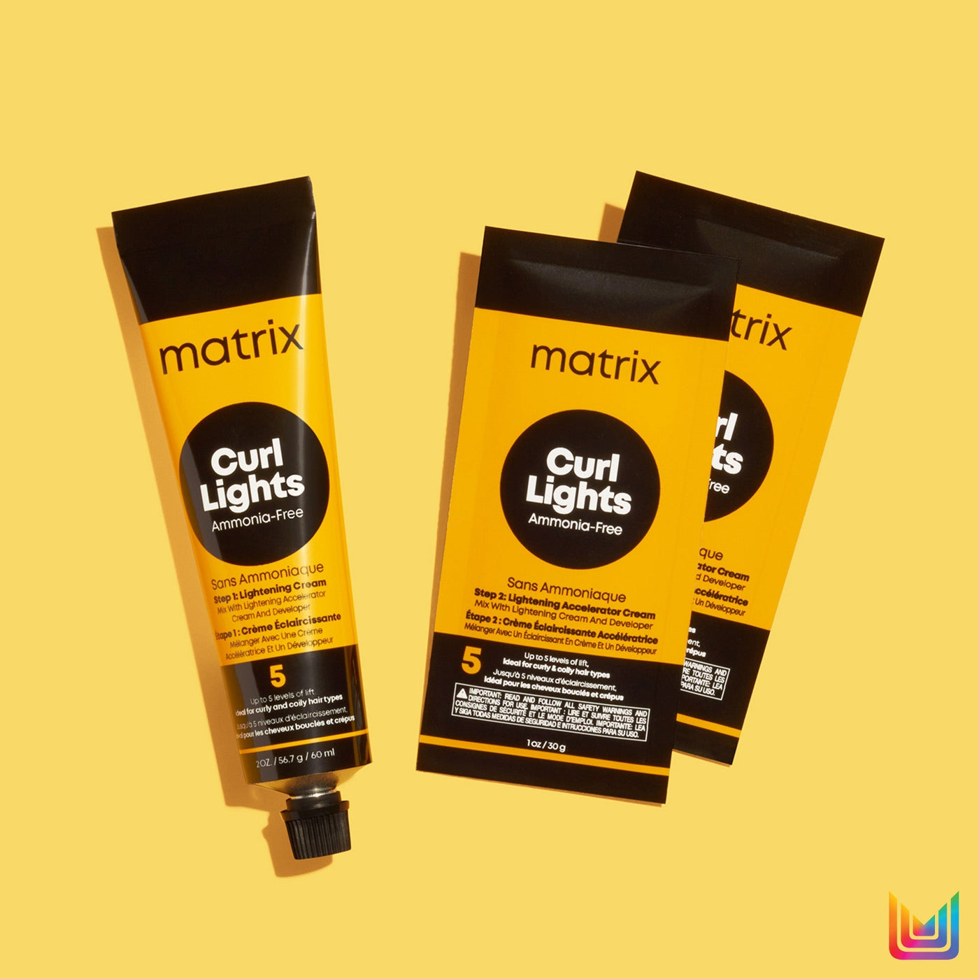 Matrix Total Results Curl Lights Step 1 Lightening Cream and Step 2 packs
