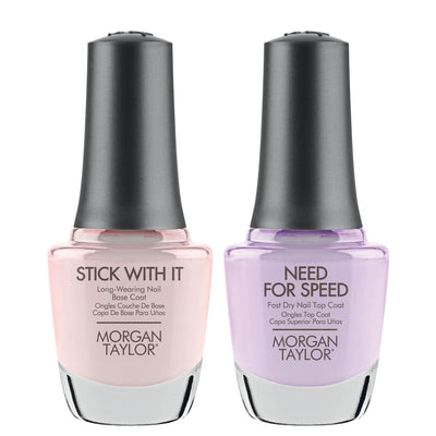 Morgan Taylor Stick With It Base Coat & Need For Speed Top Coat Pack 15ml