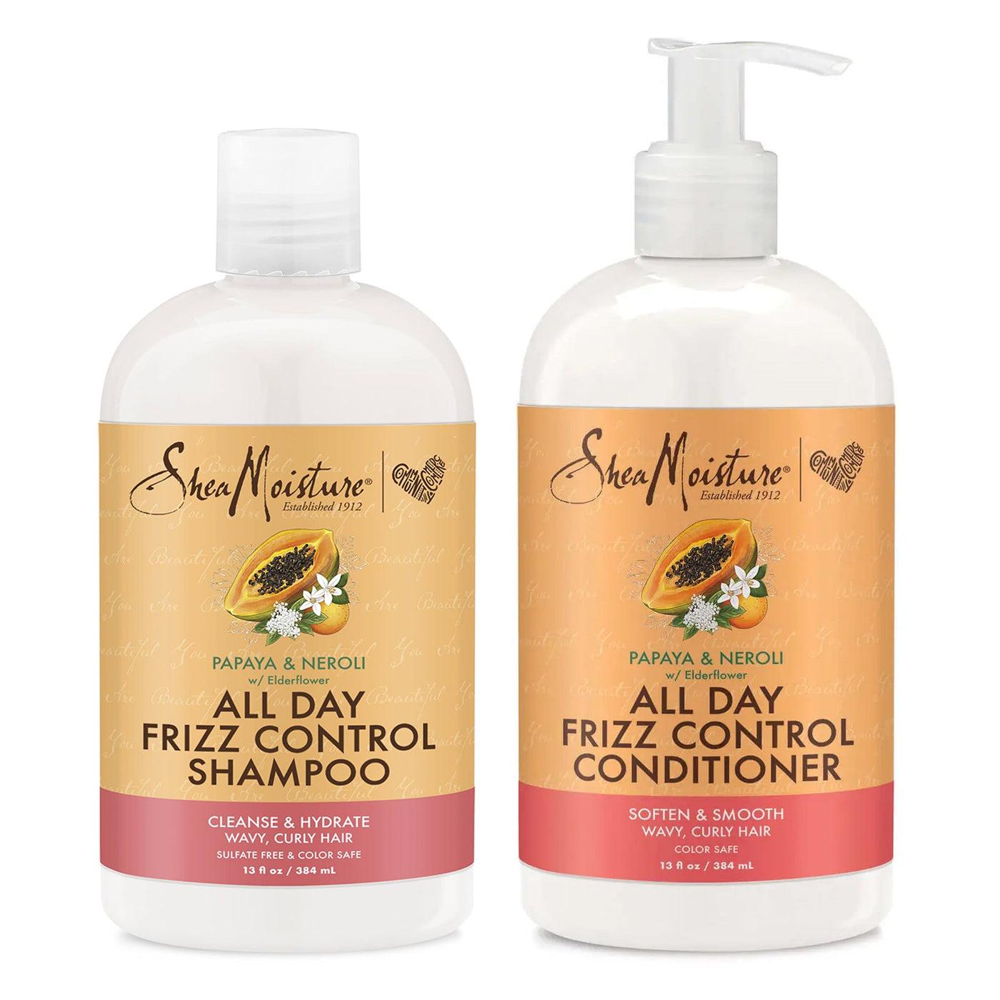 Shea Moisture Papaya & Neroli All Day Frizz Control Shampoo & Conditioner (384ml)