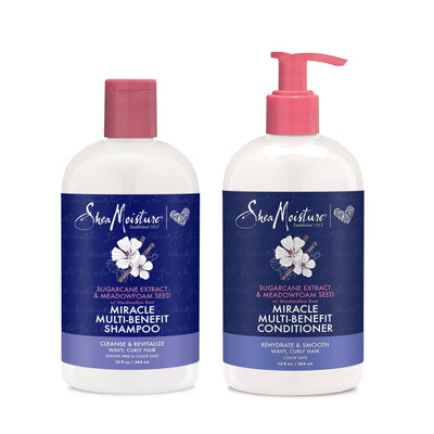 Shea Moisture Sugarcane Extract & Meadowfoam Seed Miracle Multi-Benefit Shampoo & Conditioner (384ml)