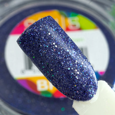 SNS Gelous Color Dipping Powder BP26 FairyBlue Wren (43g) sample on nail